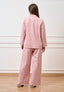 Pantalone palazzo gessato con zip laterale - ROSA