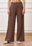 Pantalone palazzo gessato con zip laterale - MARRONE