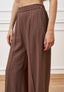 Pantalone palazzo gessato con zip laterale - MARRONE