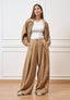 Pantalone largo con pince - CAMMELLO