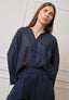 Camicia coreana in mussola - BLU