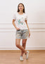 T-shirt con fiori ricamati - AVORIO