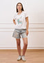 T-shirt con fiori ricamati - AVORIO