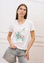 T-shirt con fiori ricamati - AVORIO