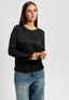 Blusa manica lunga in raso - NERO