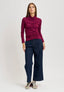 T-shirt dolcevita arricciata - BORDEAUX