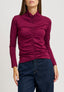 T-shirt dolcevita arricciata - BORDEAUX