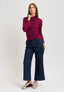 T-shirt dolcevita arricciata - BORDEAUX