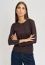 T-shirt viscosa manica lunga - MARRONE