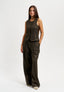 Pantalone con pinces gessato lurex - MILITARE
