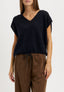 Maglia smanicata in misto alpaca - NERO