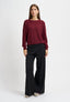 Pantalone palazzo a vita alta con zip laterale - NERO