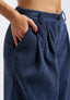 Pantalone in velluto crop con pinces - BLU