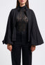 Top smanicato con collo alto in pizzo - NERO
