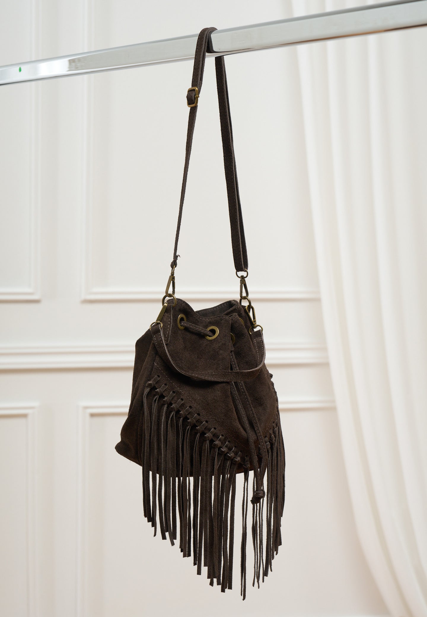 Borsa secchiello con frange