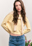Maglia girocollo crop in cotone - GIALLO