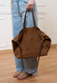 Borsa maxi shopper in camoscio - TABACCO