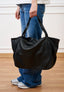 Borsa maxi shopper in pelle - NERO