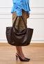 Borsa maxi shopper in pelle - MARRONE