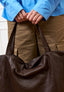 Borsa maxi shopper in pelle - MARRONE