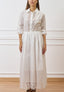 Vestito lungo con inserti in pizzo - BIANCO