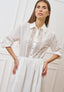 Vestito lungo con inserti in pizzo - BIANCO