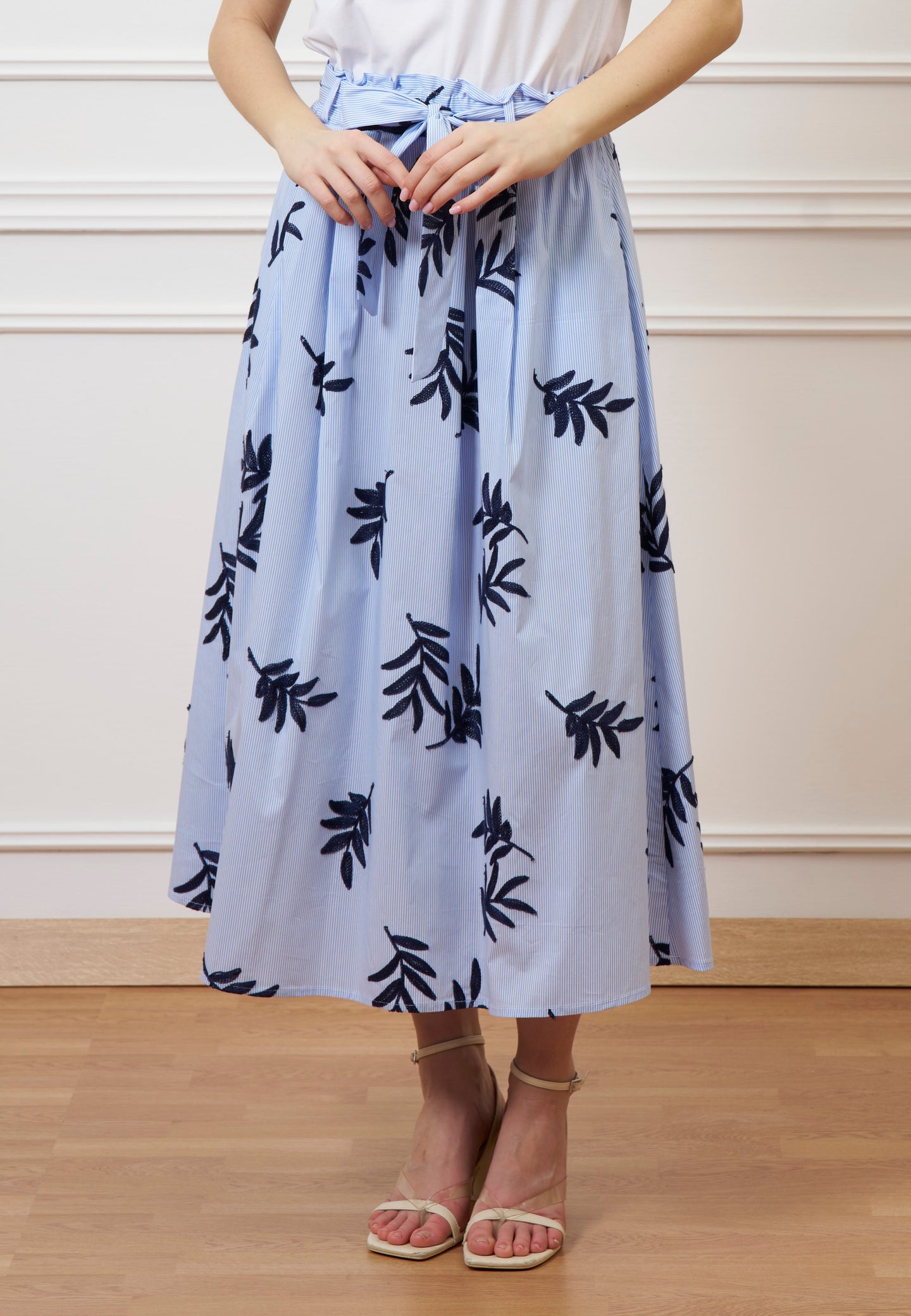 Vestito lungo combinato - BIANCO/CELESTE