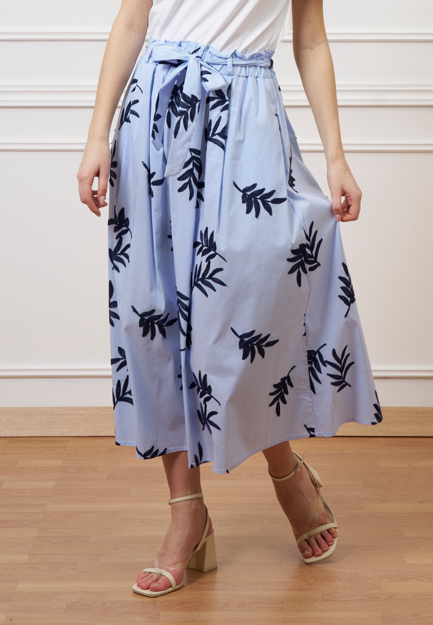 Vestito lungo combinato - BIANCO/CELESTE