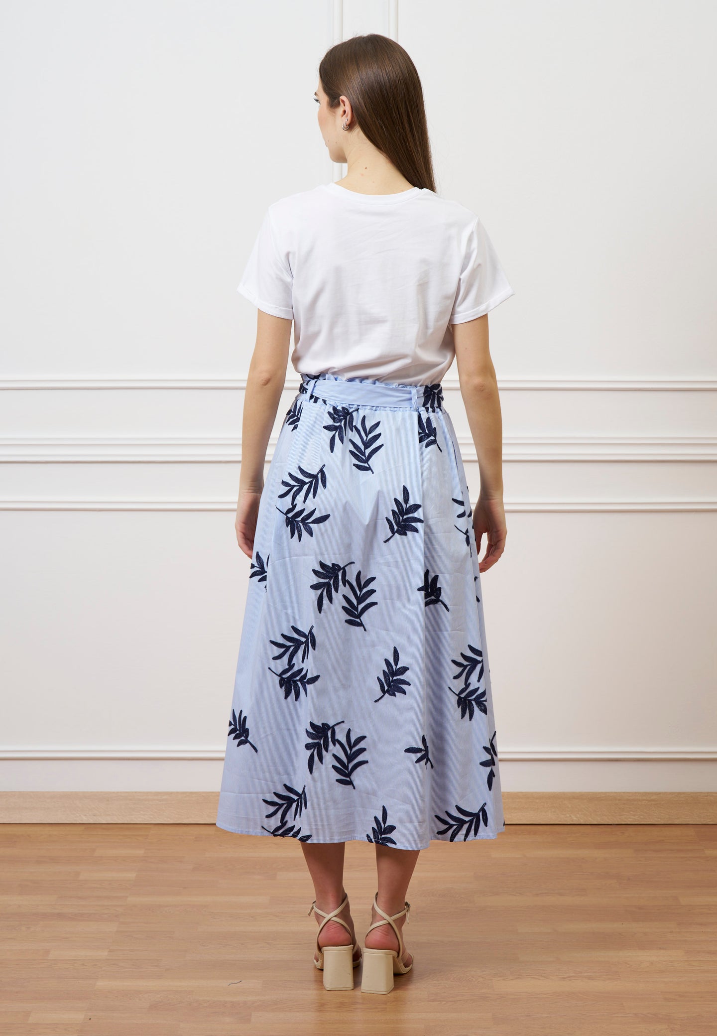 Vestito lungo combinato - BIANCO/CELESTE