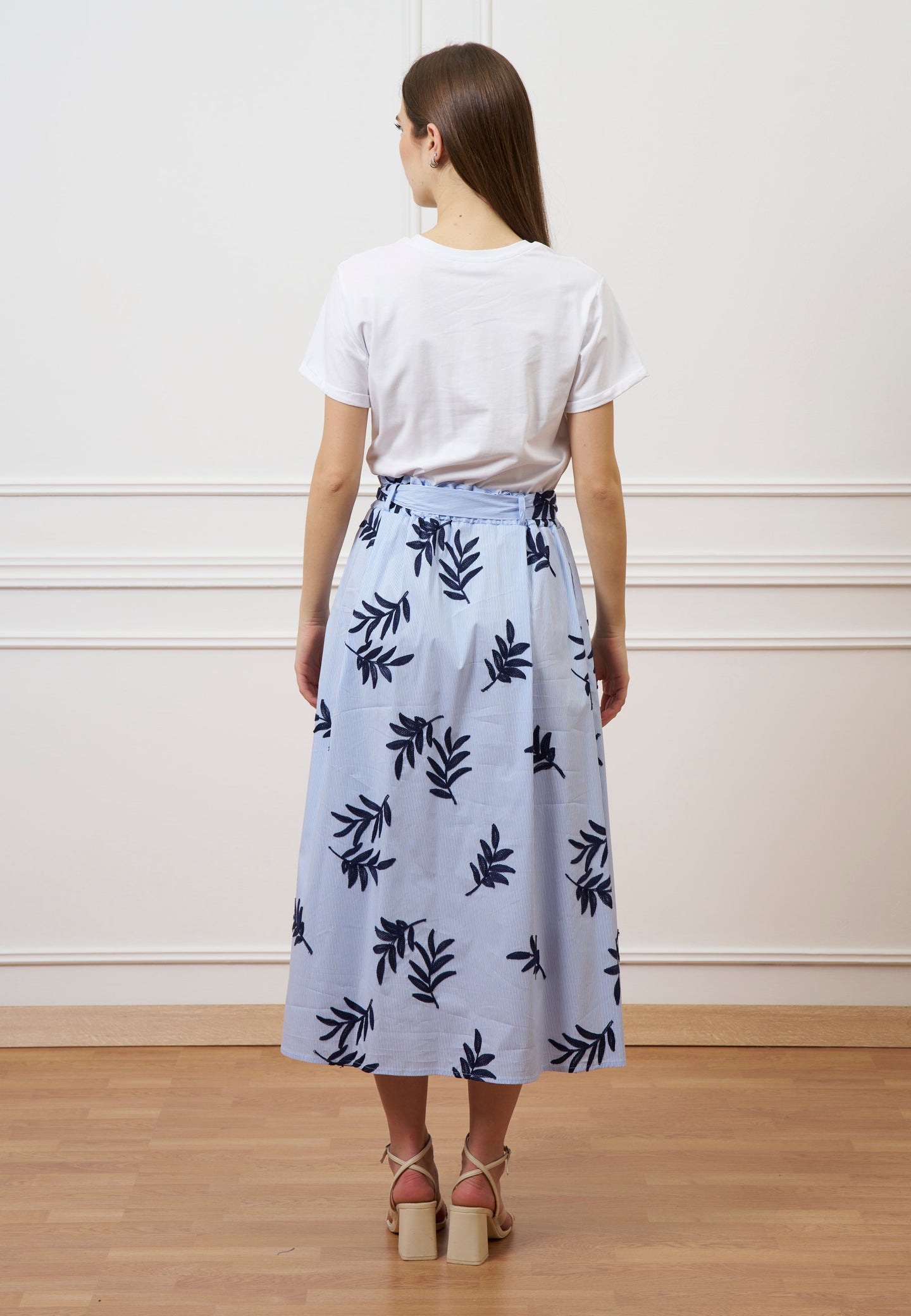 Vestito lungo combinato - BIANCO/CELESTE