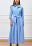 Vestito lungo chemisier a righe - CELESTE