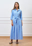 Vestito lungo chemisier a righe - CELESTE