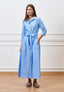 Vestito lungo chemisier a righe - CELESTE
