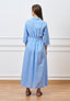 Vestito lungo chemisier a righe - CELESTE