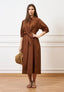 Vestito lungo in cotone - TABACCO