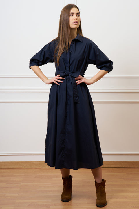 Vestito lungo in cotone - BLU