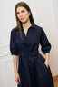 Vestito lungo in cotone - BLU