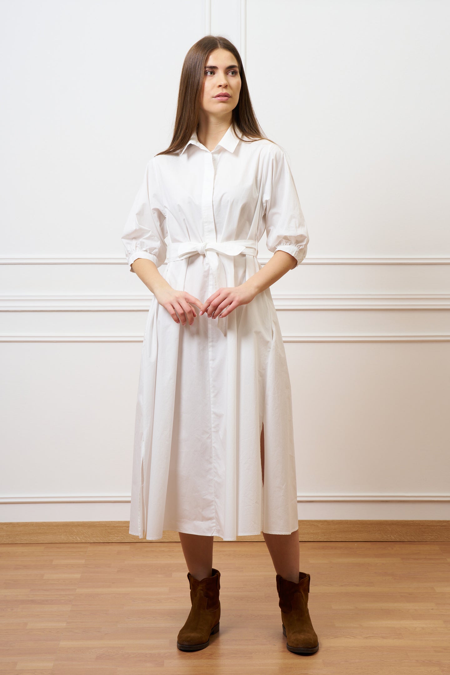 Vestito lungo in cotone - BIANCO