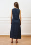 Vestito lungo con bottoni in lino - BLU