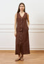 Vestito lungo con bottoni in lino - TABACCO