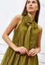 Vestito lungo in mussola con fiocco - MILITARE