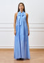 Vestito lungo in mussola con fiocco - AZZURRO