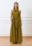 Vestito lungo in mussola con fiocco - MILITARE
