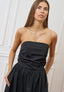 Vestito lungo senza spalline - NERO