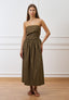 Vestito lungo senza spalline - MILITARE