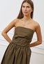 Vestito lungo senza spalline - MILITARE