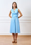 Vestito midi in cotone con scollo a v - CELESTE