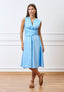 Vestito midi in cotone con scollo a v - CELESTE