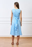 Vestito midi in cotone con scollo a v - CELESTE