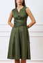 Vestito midi in cotone con scollo a v - MILITARE
